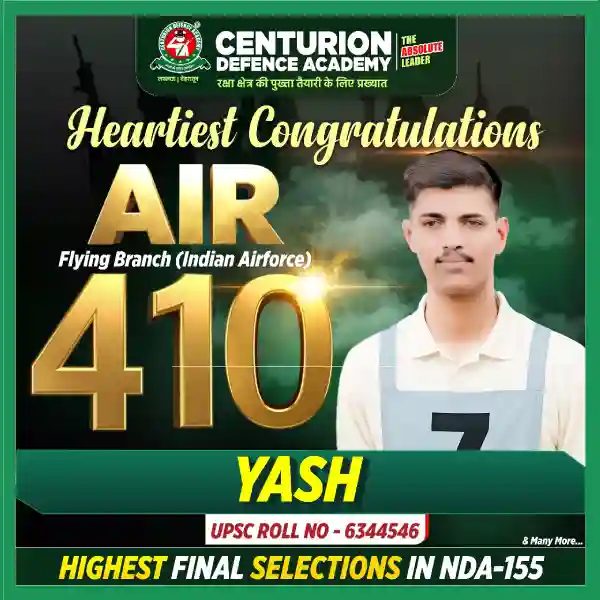 Centurion Defence Academy NDA 155 AIR 410 Yash